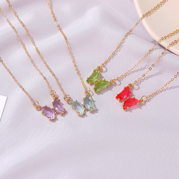 Wholesale Alloy Glass Butterfly Necklace